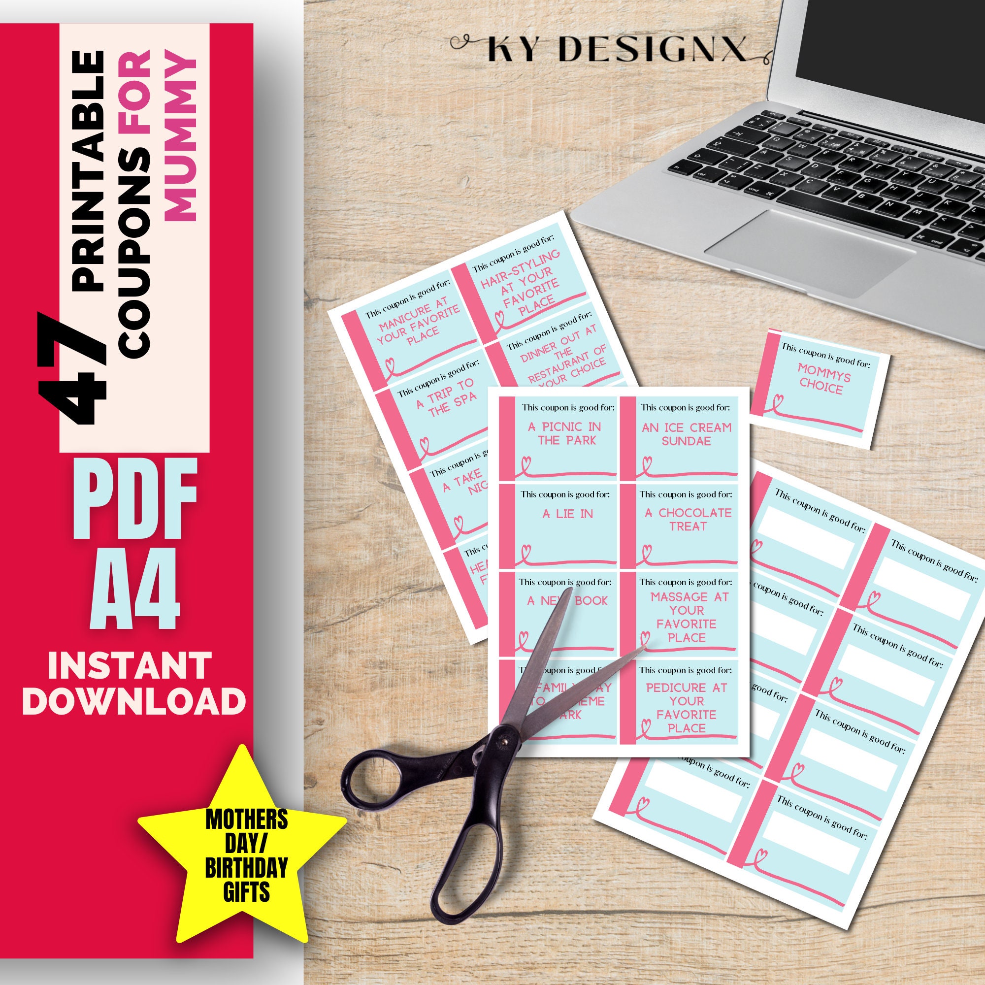 Printable MOTHERS DAY Coupons - Editable Coupon Book, Mummy Vouchers ...