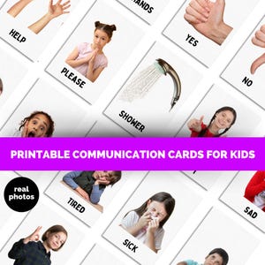 Tarjetas de comunicación imprimibles - Tarjetas con imágenes - niños - no verbal - mutismo selectivo - autismo - tableros de comunicación PEC fotos reales A4