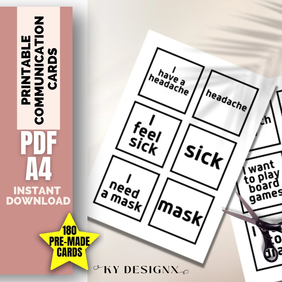 180 Visual Printable Communication Cards, Speech and Language Resources