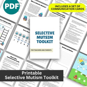 Afdrukbare toolkit selectief mutisme voor ouders en leerkrachten - communicatiekaarten - dappere pratende ladder - beloningskaart - gecertificeerd - enge tabel