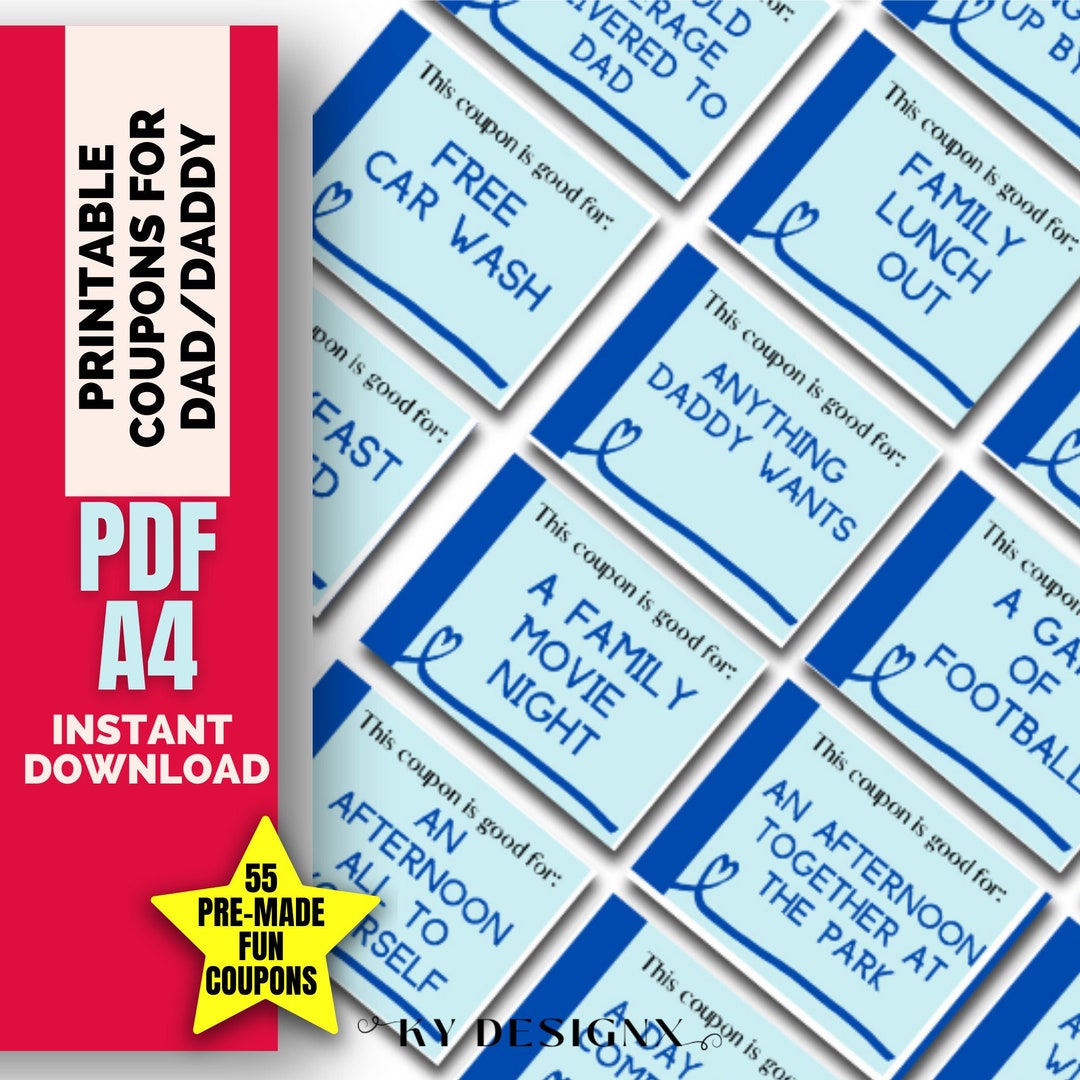 Printable Editable Coupons FOR DADDY, Printable Daddy Gifts, Printable ...