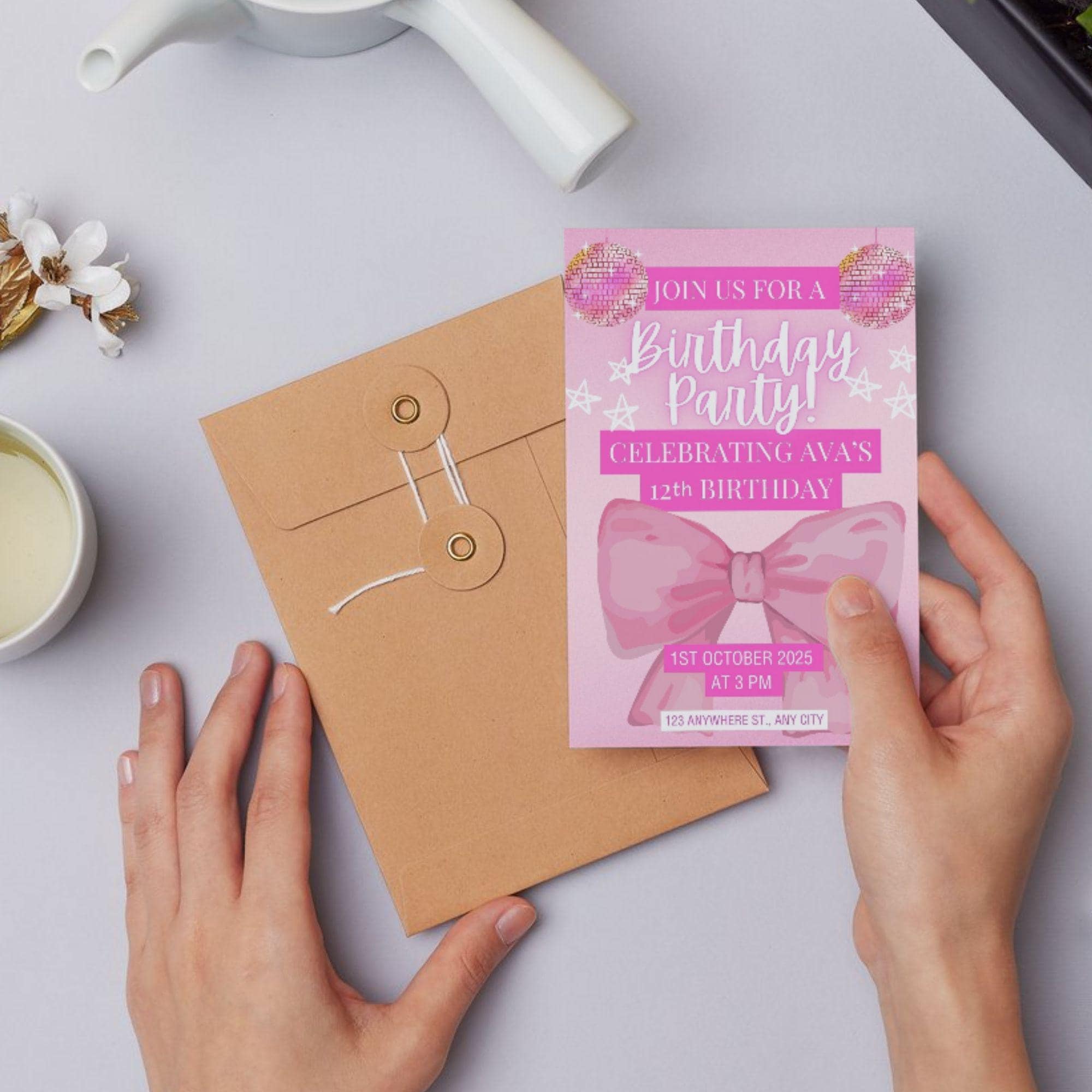 Editable Chic Pink Party Invitation L Printable Canva Glamorous Pink ...