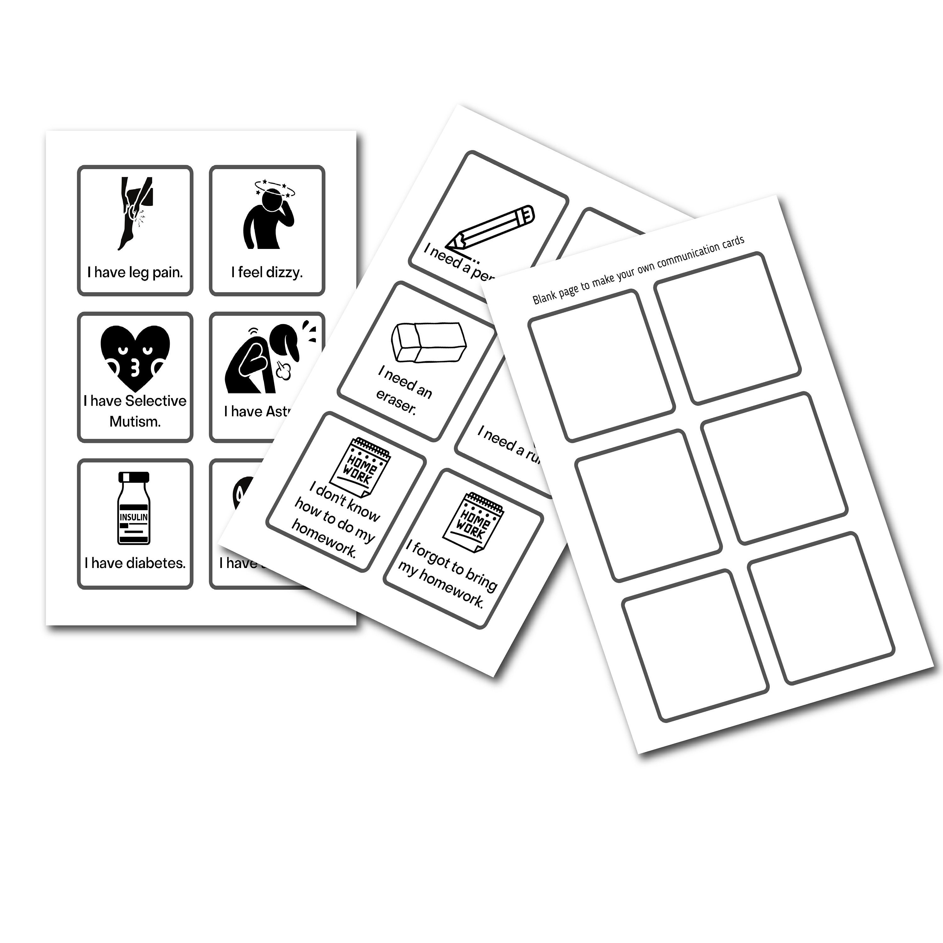 Printable Communication Cards for Non-verbal Autism | Etsy UK