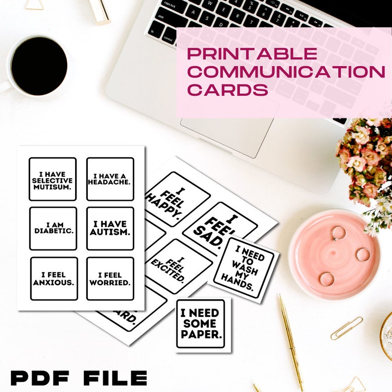 Cartes de communication imprimables enfants/adolescents/adultes, mutisme sélectif, autisme, TDAH, BEP non verbaux, cartes de communication, santé mentale image 2