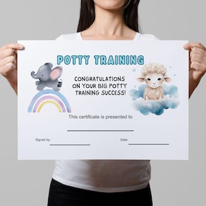 Certificado de entrenamiento para ir al baño imprimible - Cuadro de certificados de entrenamiento para ir al baño para niños pequeños - Cuadros de recompensas para niños - Entrenamiento para ir al baño para niños - Niños pequeños