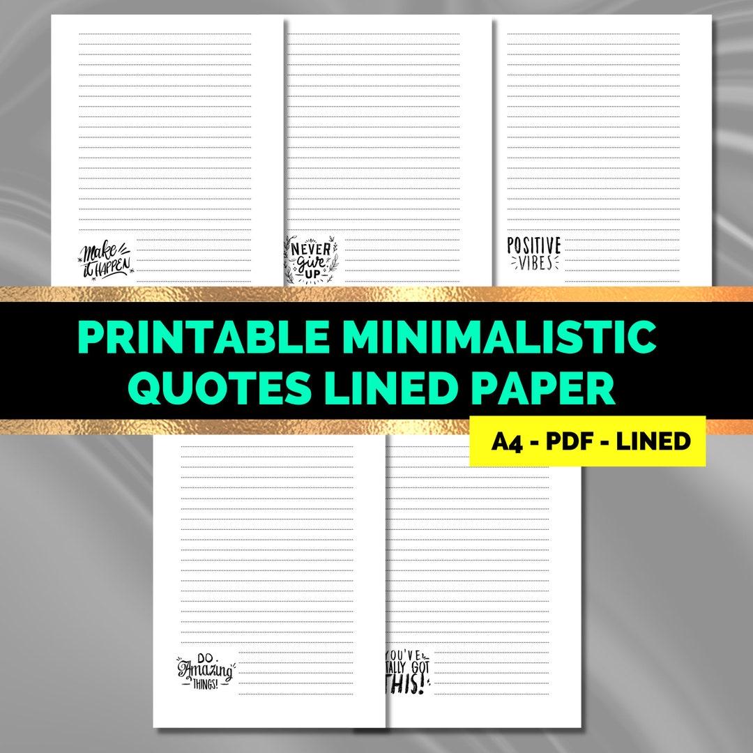Printable MINIMALISTIC Motivational NOTEBOOK - Printable Journal Paper ...