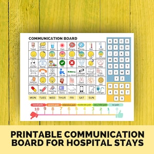 Afdrukbaar communicatiebord voor non-verbale patiënten in zorginstellingen - PEC's - ICU - non-verbaal - ziekenhuis - kaarten voor communicatiehulpmiddelen