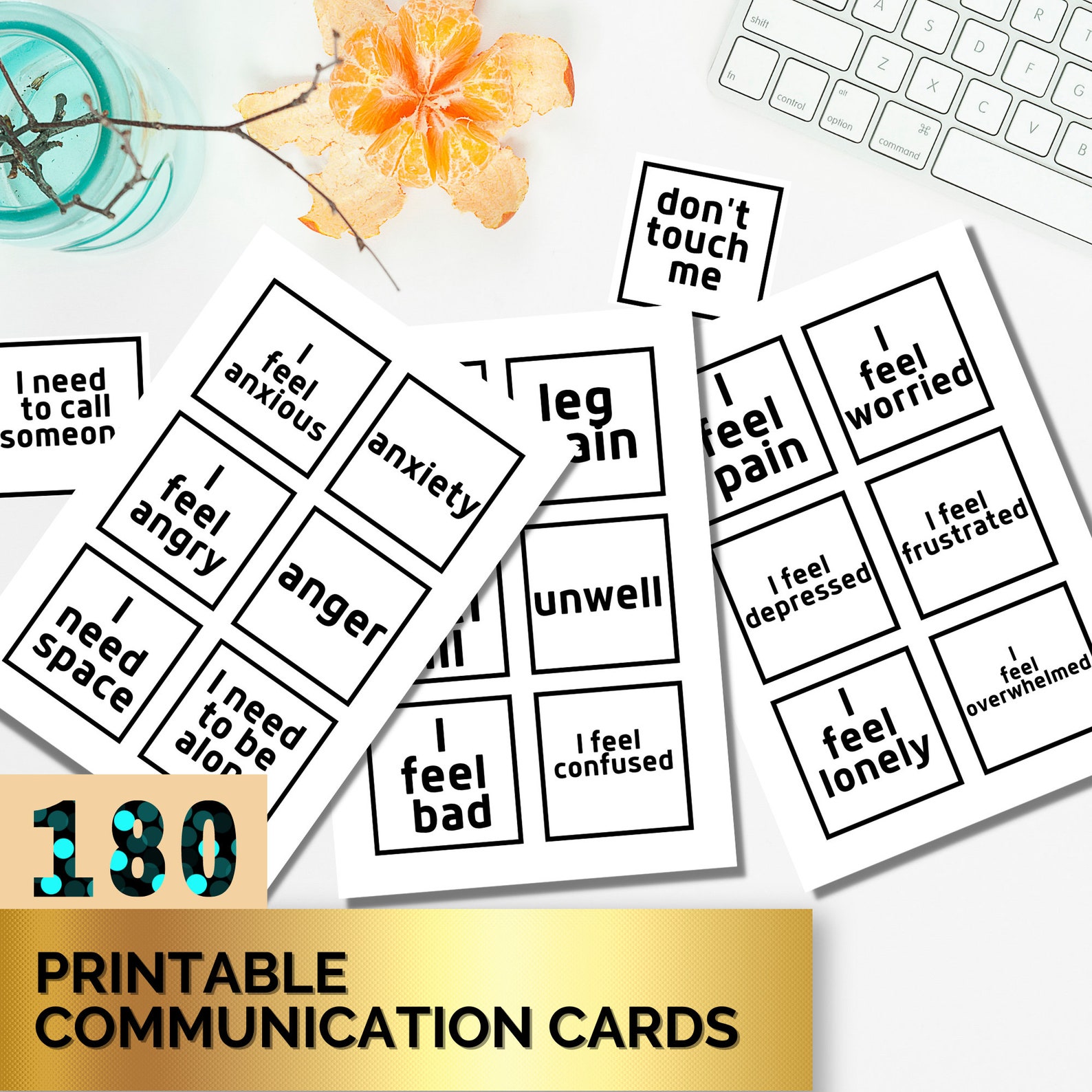 180 Printable Communication Cards for Non-verbal, Autism, Selective ...