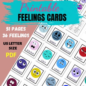 Printable FEELINGS Cards , Feelings Flashcards, Selective Mutism ...