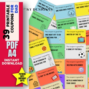 Dads Geburtstags Gutscheine, Geburtstags Coupons, printable Geburtstags Gutscheine, sofort download, Papa Geburtstag