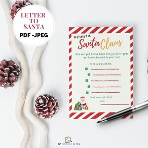 Letter to Santa, Printable letter to Santa, kids Christmas Printable, DIY Santa letter, Dear Santa letter, Christmas  printables, kids,