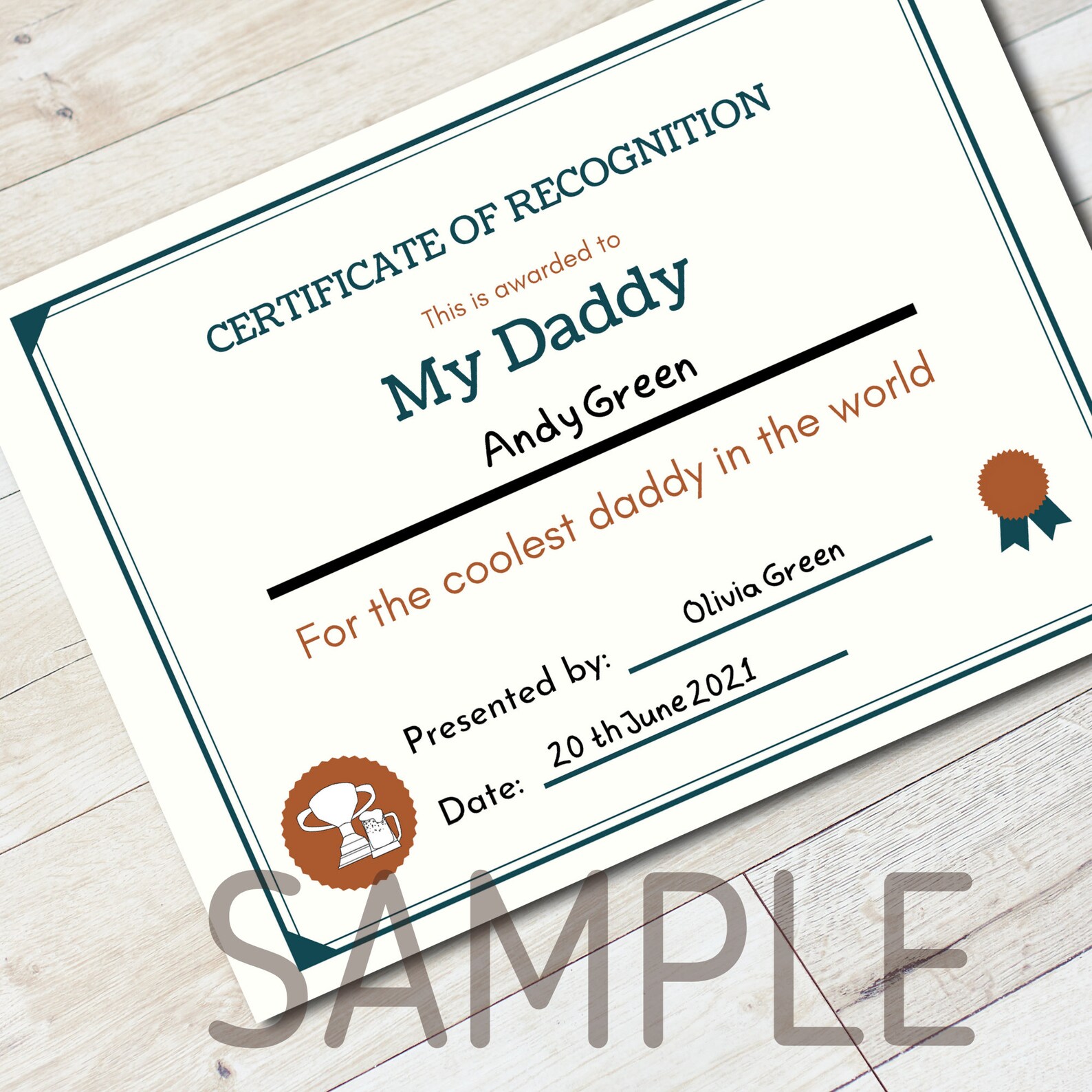 Dads Printable Certificate / Daddy Certificate / Coolest Daddy | Etsy