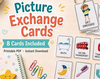 PEC Communication Cards – Printable Visual Flashcards printable for Nonverbal Kids, Autism & GDD PEC Flashcards – Daily Routine Visual Cards