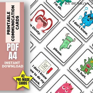 Cartes de communication imprimables amusantes pour enfants, SEN, Mutisme sélectif, Autisme, cartes illustrées, Imprimables mutisme sélectif, enfants