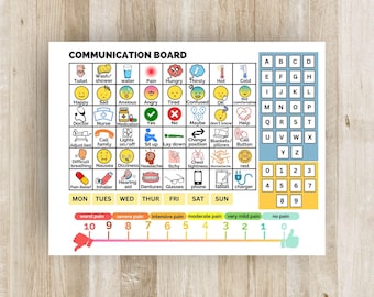 Printable  Communication Board for hospital stay - PECs - ICU - Intensive Care - Tracheostomy - non-verbal - ventilator dependency, stroke