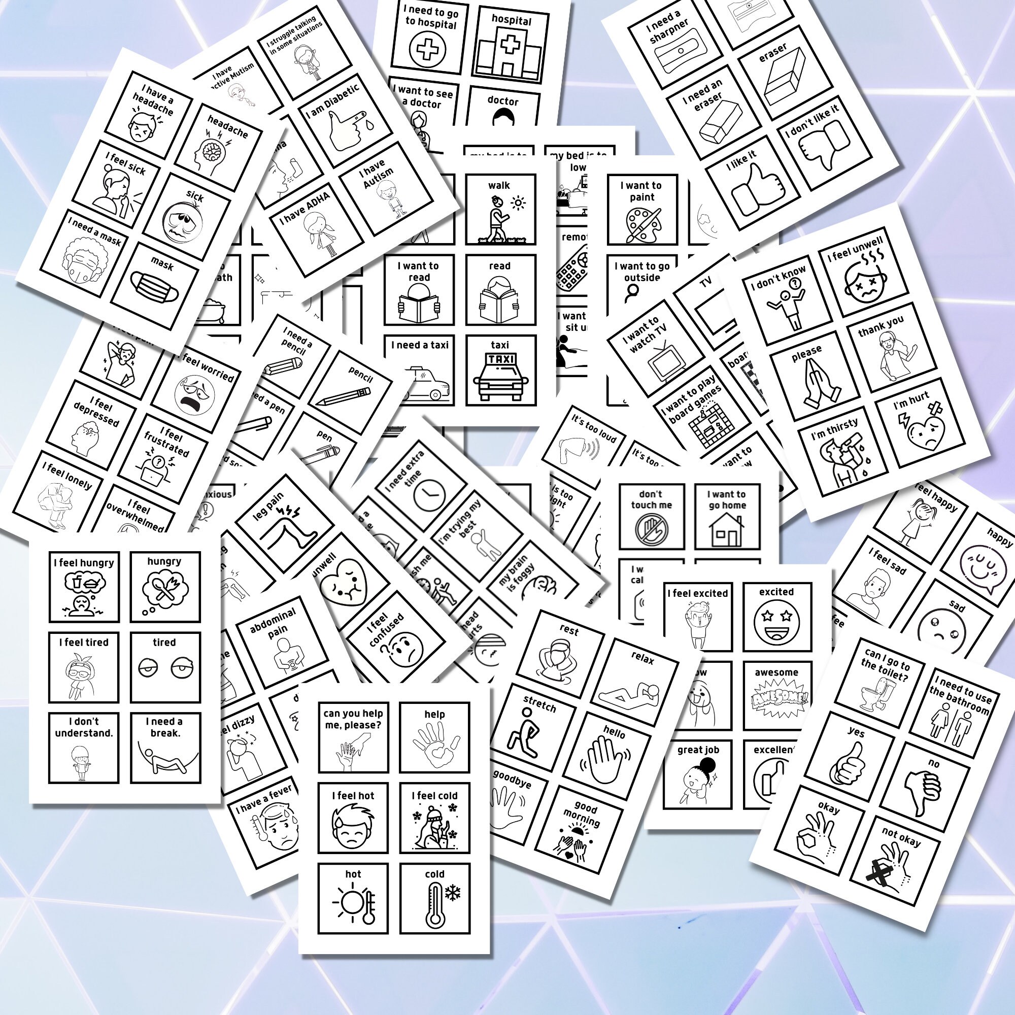 180 Printable Communication Cards for Non-verbal, Autism, Selective ...