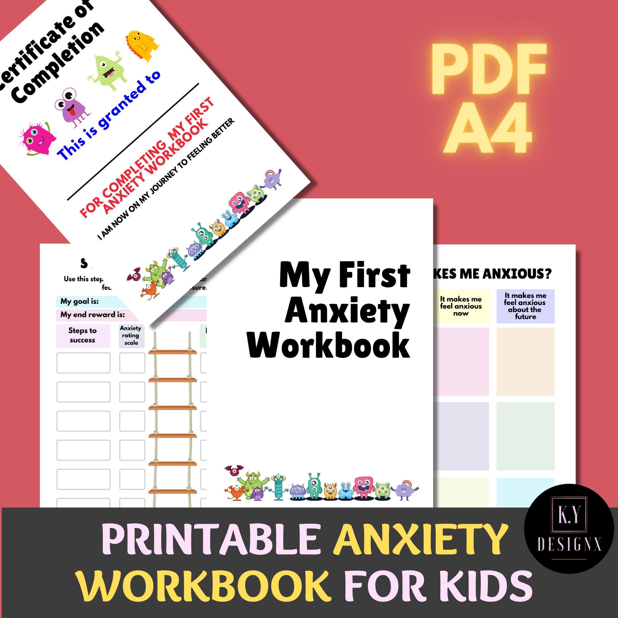 Printable Anxiety Workbook for Kids, Anxiety Worksheets for Children
