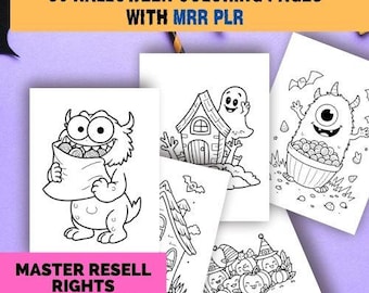 50 pages Halloween Coloring Book MRR / PLR | master resell rights Printable PDF rebrand and resell Activity Pages  | Fun Halloween Crafts