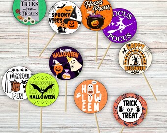 cute and spooky printable halloween cake toppers, halloween, printable spooky cake toppers, halloween cupcake toppers, cupcake toppers