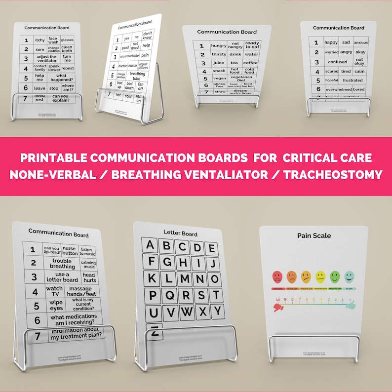 Communication In Icu Printable ICU Patient Communication Boards for Ventilator Users / None ...