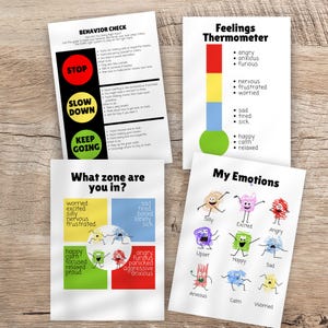 Kids Emotion Regulation Printable – Feelings Thermometer, Behavior Chart, SEL Calm Corner Poster – Autism & ADHD Support PDF