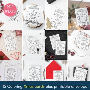 15 AFDRUKBARE kleurende kerstkaarten, afdrukbare kerstkaarten om in te kleuren, kerstkaarten inkleuren, afdrukbare kerstkaarten voor kinderen