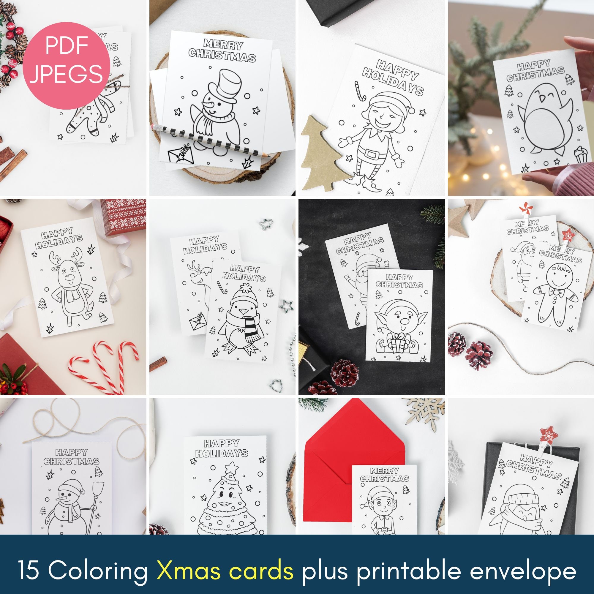 15 PRINTABLE Coloring Christmas Cards Printable Christmas Cards To 