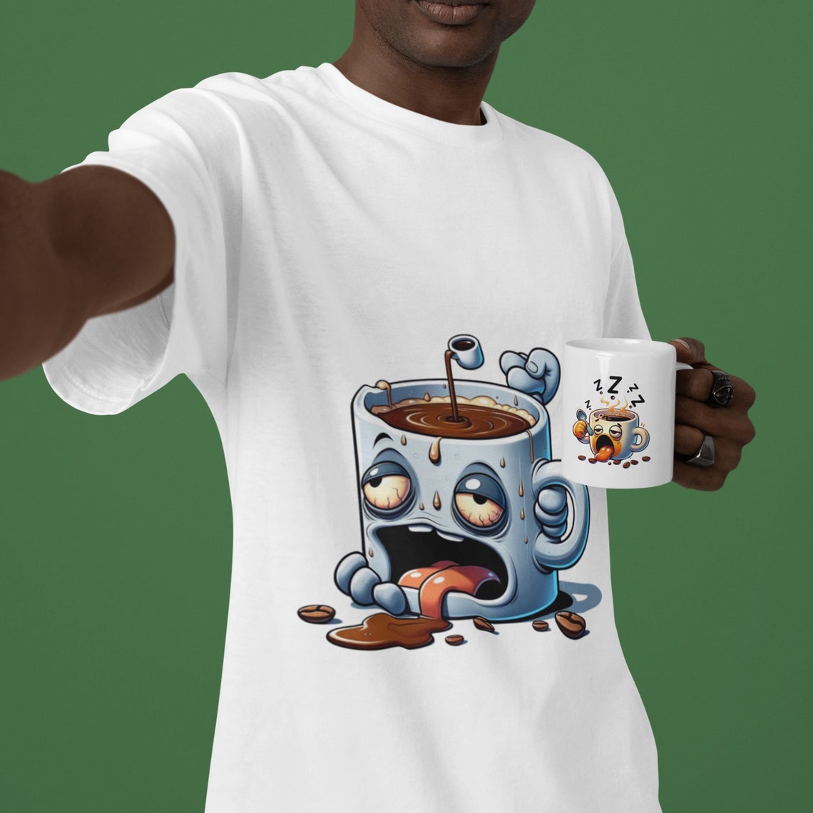 Funny Coffee Clip Art - Tired Coffee Illustrations - Personal and ...
