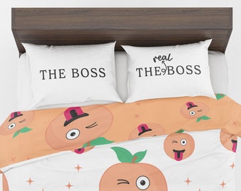 Couples Pillowcase Set - The Boss and The Real Boss - Pillow Cases - Pillowcases for Couples - Bedroom Decor  - Newlyweds - PC22