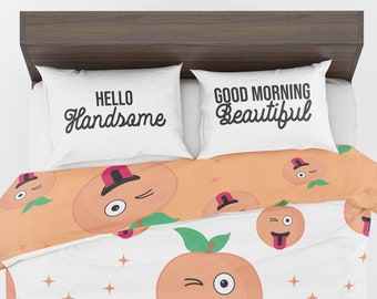 Couples Pillowcase Set - Hello Handsome and Good Morning Beautiful - Pillow Cases - Pillowcases for Couples - Bedroom Decor - PC23