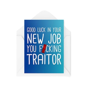 Traitor Definition Card - Humorous Coworker Leaving Card - New Job Card -  Naughty Card For Him Her - Card For Coworker