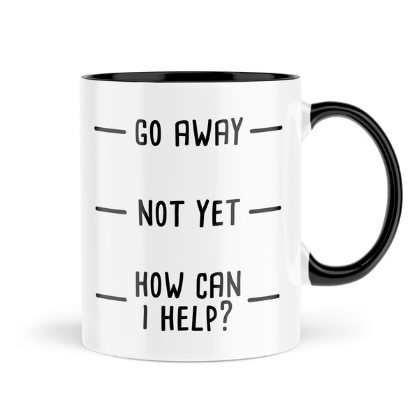 Funny Work Mugs | Go Away Mug | For Her Him Coffee Tea Office Workplace Colleague Friend Manager Boss Grumpy Black Handle | MBH1586