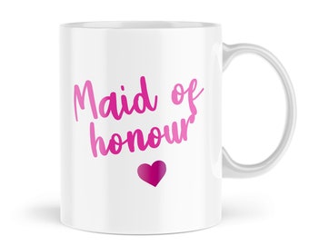 Wedding Gifts For My Maid Of Honour | Pink print | girly mugs | Wedding planning gifts for her | Wedding announcement mugs for her | MBH851