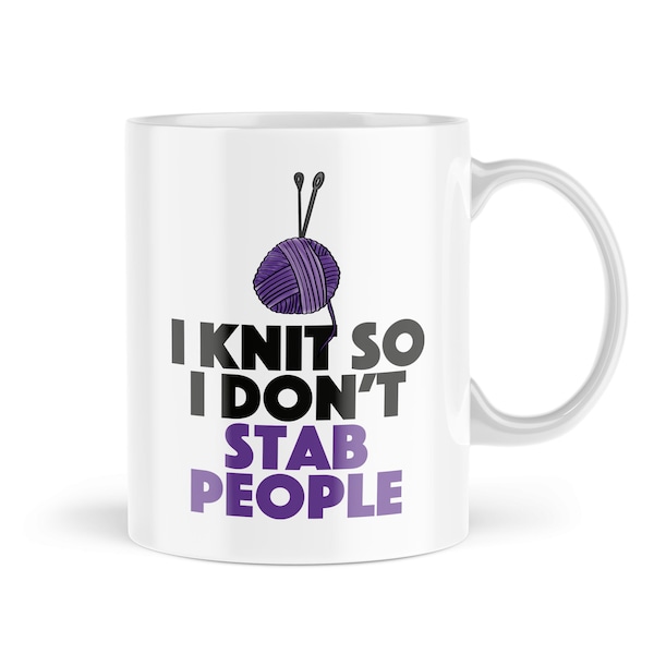 Funny Mugs | I Knit So I Don't Stab People Mug | For Her Him Knitting Sewing Grandma Friend Knitter Colleague Secret Santa Mum | MBH1612