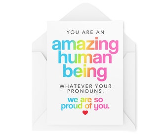 LGBTQ Greeting Card | You Are An Amazing Human | Congratulations LGBTQ Coming Out Graduation Well Done Proud Of You Award | CBH1406