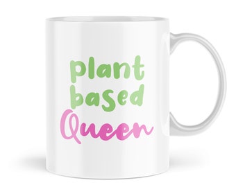 Funny Vegan Mugs | Plant Based Queen Mug | For Her Veggie Vegetarian Secret Santa Work Office Bestie Colleague Friend Vegans | MBH1731