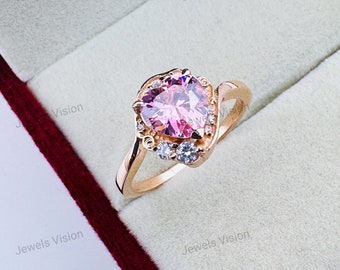 Anillo de compromiso de Sailor Moon con circonita cúbica en forma de corazón, plata de ley.