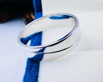 Wide Sterling Silver Wedding Band: Heavy Comfort Fit Ring for Men