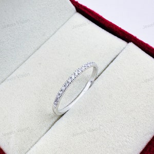 Lab Grown Diamond Wedding Band: Sterling Silver Anniversary Stacking Ring