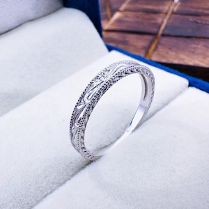 Vintage Filigree Wedding Band Unique 14k White Gold Wedding Ring Art deco band Bridal wedding ring Promise Anniversary gift for her