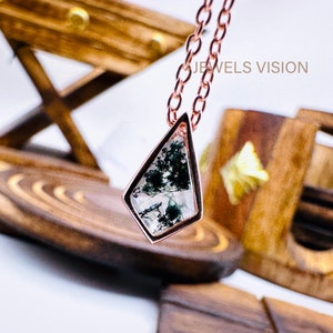 Natural Moss Agate Pendant, Kite Shape Moss Agate Necklace, Fancy Moss Agate Jewelry, Silver Pendant, Moss Necklace, Gift For Her, Jewelry