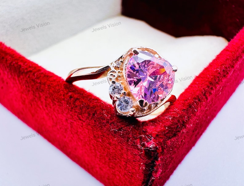 Heart Shape Cubic Zirconia Ring Sailor Moon Engagement, Sterling