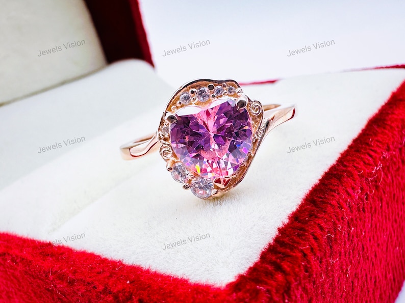 Heart Shape Cubic Zirconia Ring Sailor Moon Engagement, Sterling