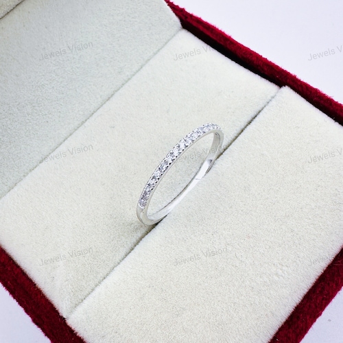 Lab Grown Diamond Wedding Band: Sterling Silver Anniversary Stacking Ring