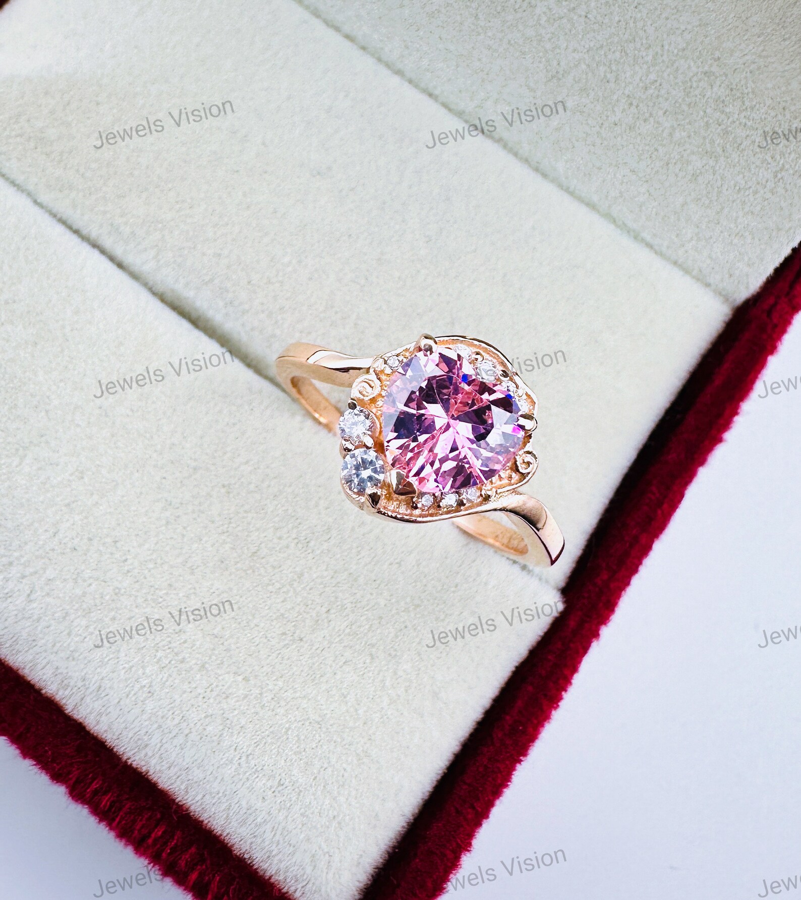 Heart Shape Cubic Zirconia Ring Sailor Moon Engagement, Sterling