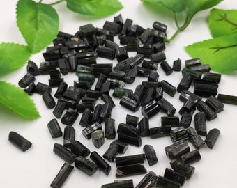 AAA Green Tourmaline Rough Crystal Slices: Raw Gemstone (5-8mm / 8-13mm)