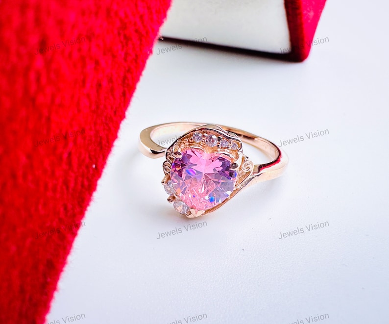 Heart Shape Cubic Zirconia Ring Sailor Moon Engagement, Sterling