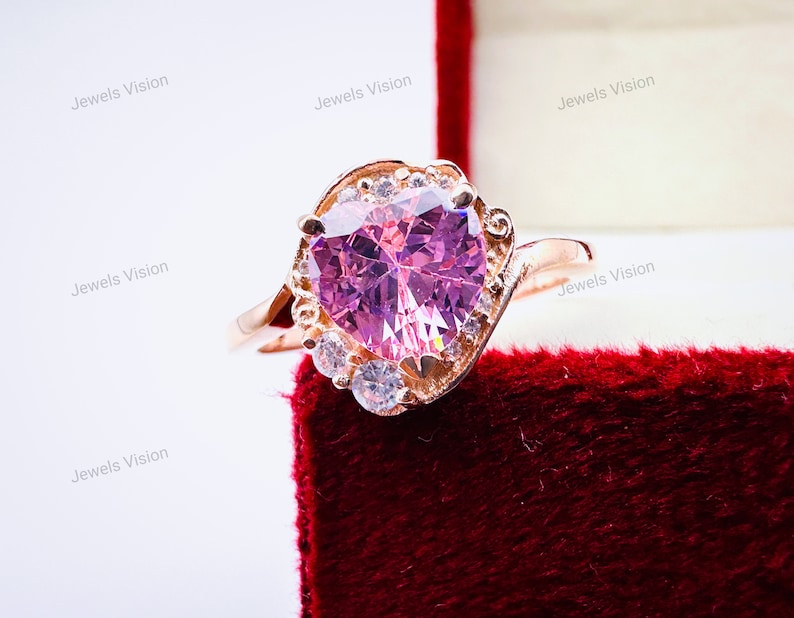 Heart Shape Cubic Zirconia Ring Sailor Moon Engagement, Sterling