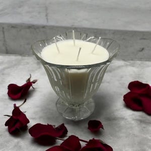 Scented candle | Warm Vanilla Sugar | Home Decor | Vintage Repurposed Glass | Soy Wax Candle | Valentines Day