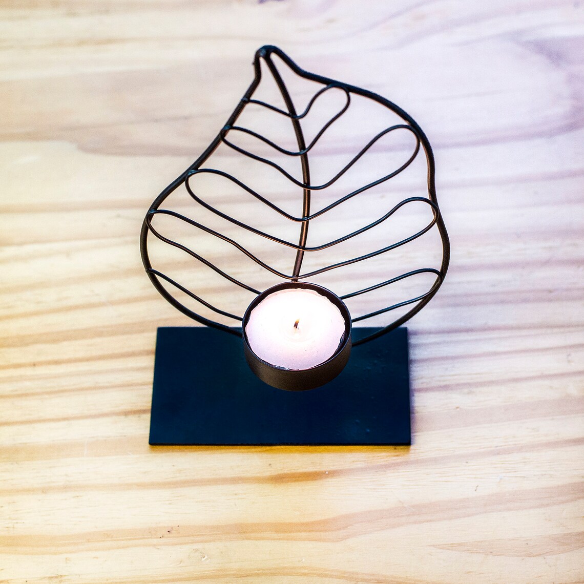 Black Leaf Shape Tealight Candles Holder Metal Decorative Etsy